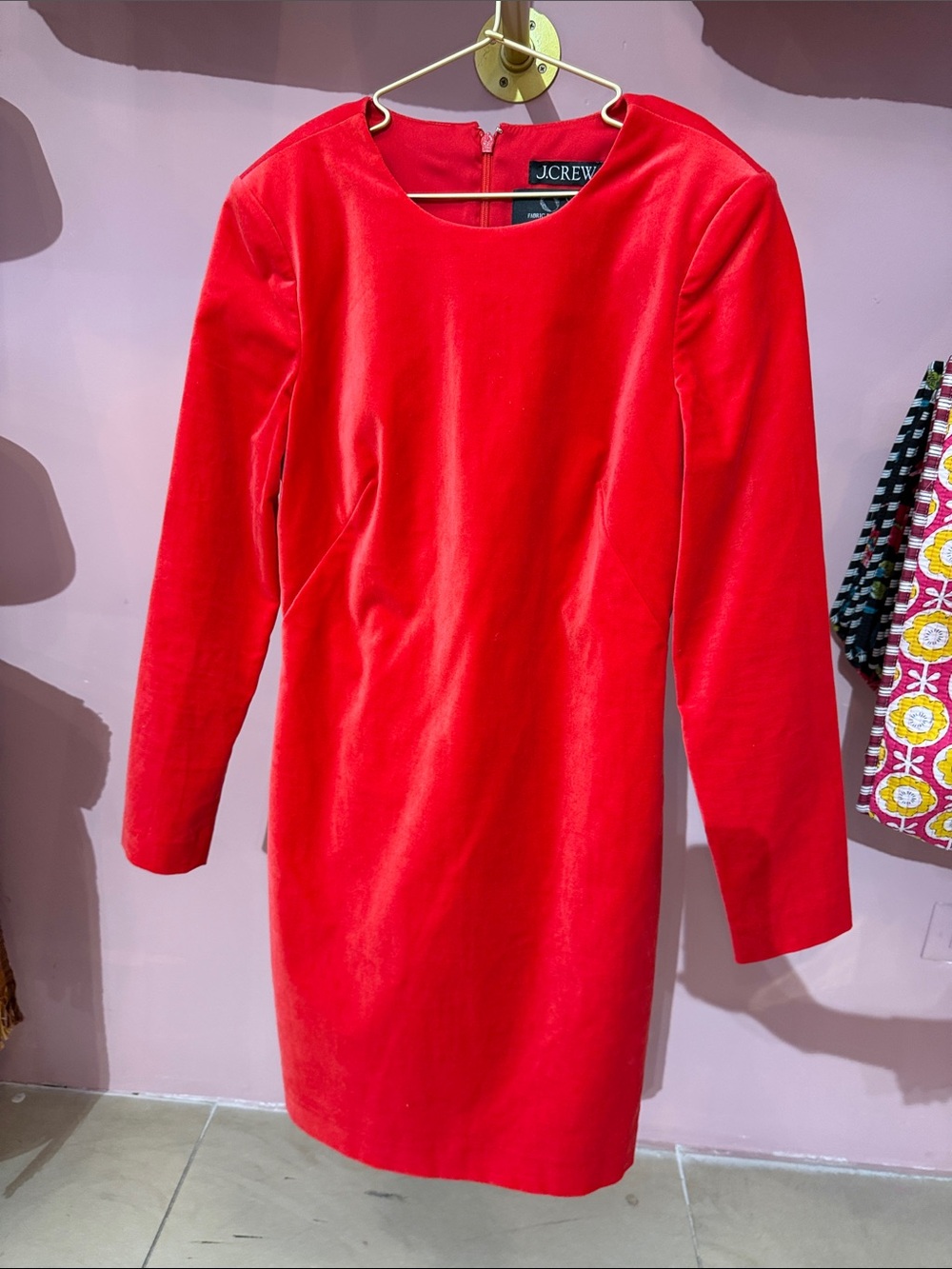 J. Crew Red Long-Sleeve Shift Dress